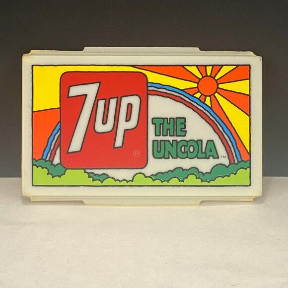 Vintage 7Up Peter Max Inspired Plastic Commercial Display Sign - Picture 1 of 13